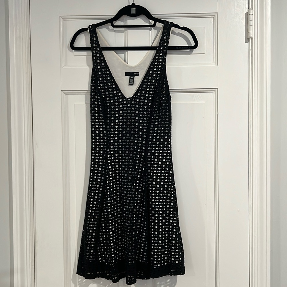 Aqua black and white mini dress